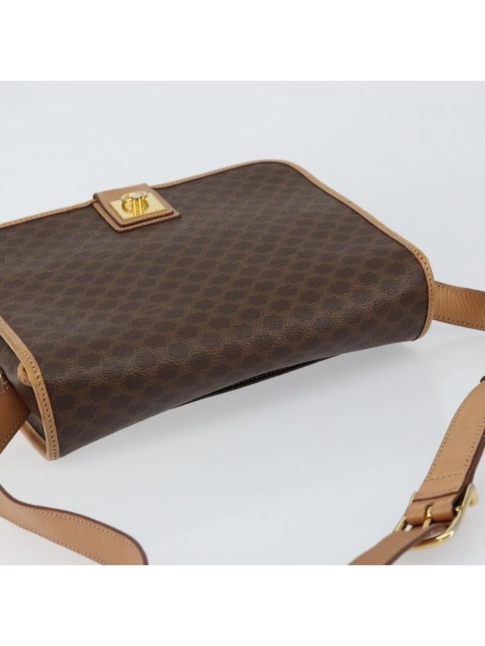 Authentic CELINE Macadam Canvas Shoulder Bag PVC Brown Gold - Picture 13 of 16